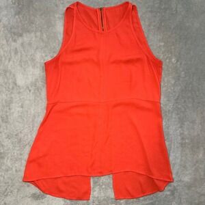 BCBGMaxAzria Caralyn Shirt Women Size XXS Vibrant‎ Orange Sleeveless Split Back